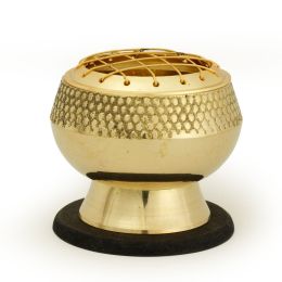 Burner - Embossed Brass Burner, Medium Base, Net Top 2.25"Hx2.5"D