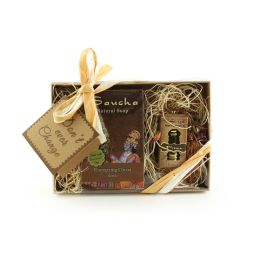 Saucha Gift Set - Energizing Cocoa and Attar Perfume Oil 'Prema' - with Greeting 'Don't ever change'