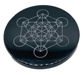 4" Obsidian, Black Metatron altar tile