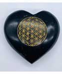 3" Tourmaline, Black Flower of Life heart