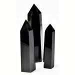1 lb 3-4"  Obsidian, Balck W Silver Stripes obelisk